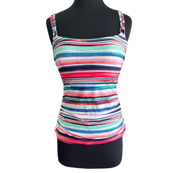 Croft & Barrow Multi color horizontal stripe tankini top size 12 - Picture 1 of 9